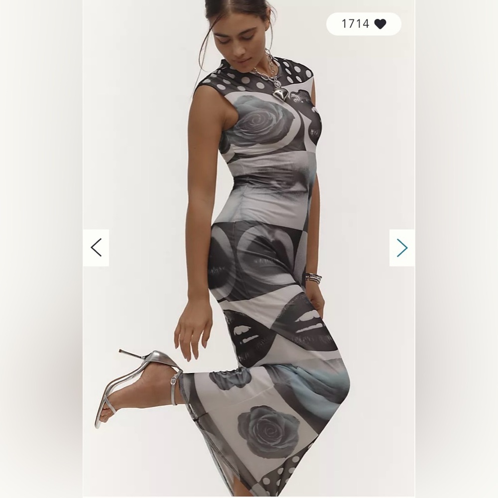 Anthropologie Mesh Graphic Maxi Dress - Picture 2 of 7